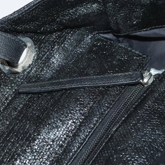 CHANEL Paris Biarritz MM Tote Bag Coated Canvas Black Silver CC Auth bs19293 - Picture 12 of 16